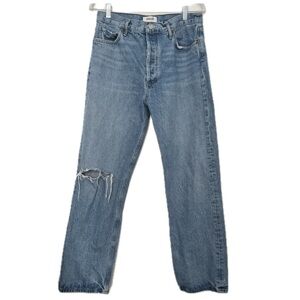 AGOLDE 90s Pinch Light Wash Busted Knee High Rise Jeans Size 30